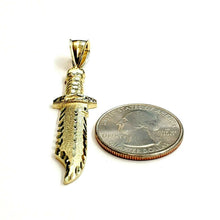 Load image into Gallery viewer, New 10k yellow Gold dagger knife Pendant charm fine gift jewelry for men 3.6g