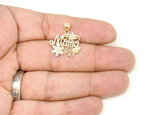Load image into Gallery viewer, New 14k 2 color Gold mama madre mother flower Pendant charm fine women gift 1.8g