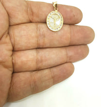 Load image into Gallery viewer, 14k solid yellow gold oval jesus pendant charm cubic zirconia fine jewelry 1.2g