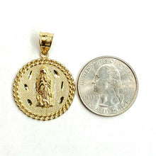 Load image into Gallery viewer, 10k yellow gold round virgin Guadalupe Pendant fine religious jewelry 0.97" 4g