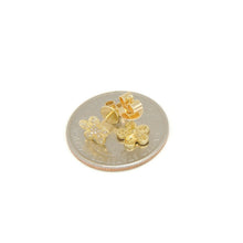 Load image into Gallery viewer, 14k yellow Gold 0.16Ct Round Diamond flower stud Earrings Push Back Fastening