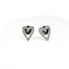 Load image into Gallery viewer, New 14k white Gold 0.12Ct Round Diamonds heart stud Earrings Push Back Fastening