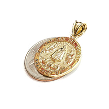 Load image into Gallery viewer, 10k yellow gold round virgin Caridad del Cobre pendant fine jewelry 0.86" 2.5g