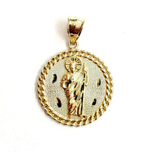 Load image into Gallery viewer, 10k yellow gold round saint Jude juda pendant charm religious jewelry 0.97" 4g