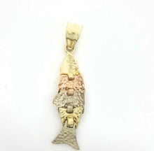 Load image into Gallery viewer, 14k tri color Gold Pisces movable fish zodiac Pendant charm gift jewelry 2.1g