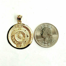 Load image into Gallery viewer, 14k yellow solid Gold Aztec Mayan sun calendar Azteca pendant jewelry 1.02" 3.8g