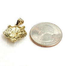 Load image into Gallery viewer, 14k yellow solid Gold tiger male head face Pendant diamond cut fine jewelry 2g