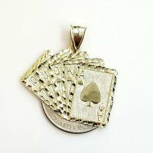 Load image into Gallery viewer, 10k yellow solid Gold playing card Pendant charm casino fine jewelry unisex 3.3g