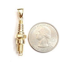 Load image into Gallery viewer, 14k yellow Gold 3D spark plug Pendant charm automobile engine fine jewelry 8.5g