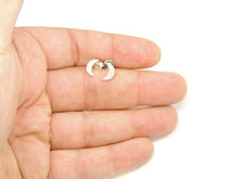 Load image into Gallery viewer, New 14k white Gold 0.11Ct Round Diamond moon stud Earrings Push Back Fastening