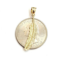 Load image into Gallery viewer, New 14k Yellow Gold solid feather Pendant Unisex gift fine jewelry 1.1g