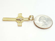 Load image into Gallery viewer, 14k gold two tone saint benedict san benito cross pendant religious jewelry 2.4g