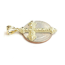 Load image into Gallery viewer, New 10k yellow gold nugget cross pendant charm fine jewelry religious gift 1.6g