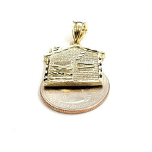 Load image into Gallery viewer, New 10k yellow gold trap house pendant charm diamond cut gift fine jewelry 3.1g