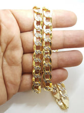 Load image into Gallery viewer, New 10K two-tone Gold 9.3mm hollow cuban Link Chain fine jewelry gift 26" 34.9g