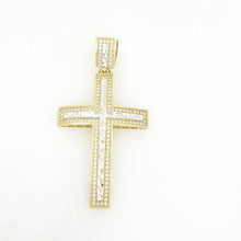 Load image into Gallery viewer, 10k two tone gold cross pendant cubic zirconia gift fine religious jewelry 8.6g