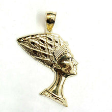Load image into Gallery viewer, 10k yellow solid Gold Egyptian queen Nefertiti head Pendant fine jewelry 6.4g