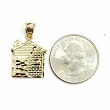 Load image into Gallery viewer, New 10k yellow gold trap house pendant charm diamond cut gift fine jewelry 1.8g