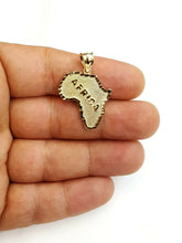 Load image into Gallery viewer, 10k yellow gold Africa continent outline map pendant charm fine gift unisex 2.7g