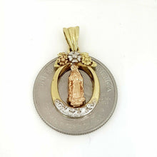 Load image into Gallery viewer, New 14k gold oval virgin Mary Guadalupe pendant charm fine gift jewelry 3.3g