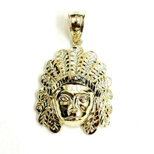 Load image into Gallery viewer, New 10k yellow solid Gold Indian face head Pendant fine gift jewelry 1.50" 7.8g