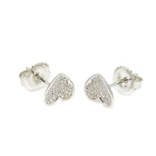 Load image into Gallery viewer, New 14k white Gold 0.22Ct Round Diamonds heart stud Earrings Push Back Fastening