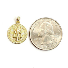Load image into Gallery viewer, New 10k yellow gold round saint benedict san Benito pendant jewelry 0.58" 1.6g