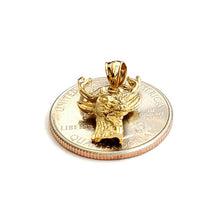 Load image into Gallery viewer, 14k yellow Gold deer buck male head wild Animal Pendant charm gift jewelry 2g