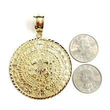 Load image into Gallery viewer, 10k yellow Gold solid Aztec Mayan sun calendar Azteca pendant gift 2.08" 18.2g