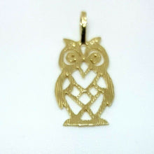 Load image into Gallery viewer, New 14k yellow gold owl full body pendant charm gift fine jewelry unisex 0.8g