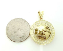 Load image into Gallery viewer, 10k yellow gold round globe planet earth world map pendant 2 sides 3D gift 4.5g