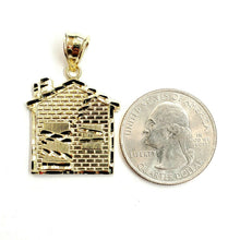 Load image into Gallery viewer, New 10k yellow gold trap house pendant charm diamond cut gift fine jewelry 3.1g