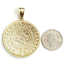 Load image into Gallery viewer, 10k yellow Gold solid Aztec Mayan sun calendar Azteca pendant gift 1.65" 12.8g