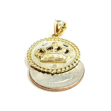 Load image into Gallery viewer, New 10k yellow gold round crown pendant charm fine jewelry gift diamond cut 4.2g
