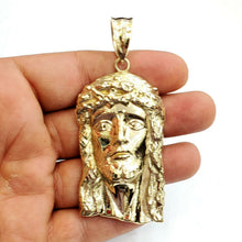 Load image into Gallery viewer, 10k yellow gold Jesus face head pendant charm fine men's religious jewelry 18.6g
