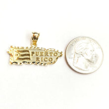 Load image into Gallery viewer, New 10k yellow gold Puerto Rico outline map pendant charm gift fine jewelry 2.9g
