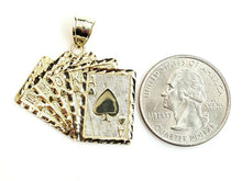 Load image into Gallery viewer, 10k yellow solid Gold playing card Pendant charm casino fine jewelry unisex 3.1g