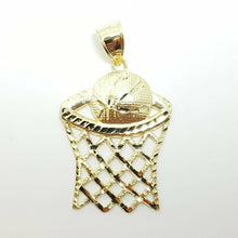 Load image into Gallery viewer, 10k yellow gold basketball net hoop pendant charm sport fine gift jewelry 4.6g