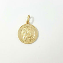 Load image into Gallery viewer, 14k solid yellow gold round saint Joseph pendant fine religious jewelry 0.60" 2g