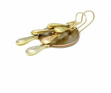 Load image into Gallery viewer, 14k multi color Gold Hollow eye drop Earrings for female fine gift jewelry 2.7g