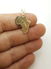 Load image into Gallery viewer, 10k yellow gold Africa continent outline map pendant charm fine gift unisex 1.7g