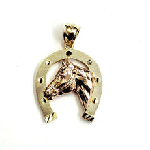 Load image into Gallery viewer, New 14k multi color Gold horseshoe Pendant lucky fine gift jewelry unisex 3.1g