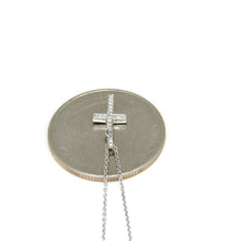 Load image into Gallery viewer, 14k white Gold 0.06Ct Round Diamond cross necklace pendant 18" adjustable chain