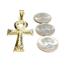Load image into Gallery viewer, 10k yellow gold Egyptian ankh cross pendant charm fine religious jewelry 5.7g