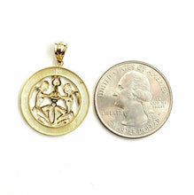 Load image into Gallery viewer, 14k yellow Gold round Gemini zodiac astrology Pendant charm fine jewelry 2.9g