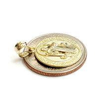 Load image into Gallery viewer, New 10k yellow gold round saint benedict san Benito pendant jewelry 0.69" 2.1g