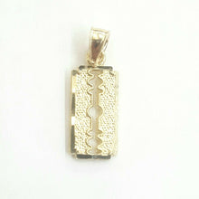 Load image into Gallery viewer, 14k yellow gold tiny razor blade pendant charm Fine Jewelry Gifts unisex 0.8g