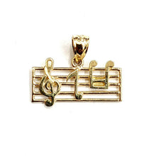 Load image into Gallery viewer, 14k solid yellow Gold music sign note Pendant rectangular fine jewelry gift 1.2g
