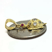 Load image into Gallery viewer, 14k yellow gold turtle full body pendant cubic zirconia fine jewelry 1.5g