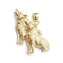 Load image into Gallery viewer, 14k yellow Gold howling wolf pack body animal Pendant charm fine jewelry 6.7g